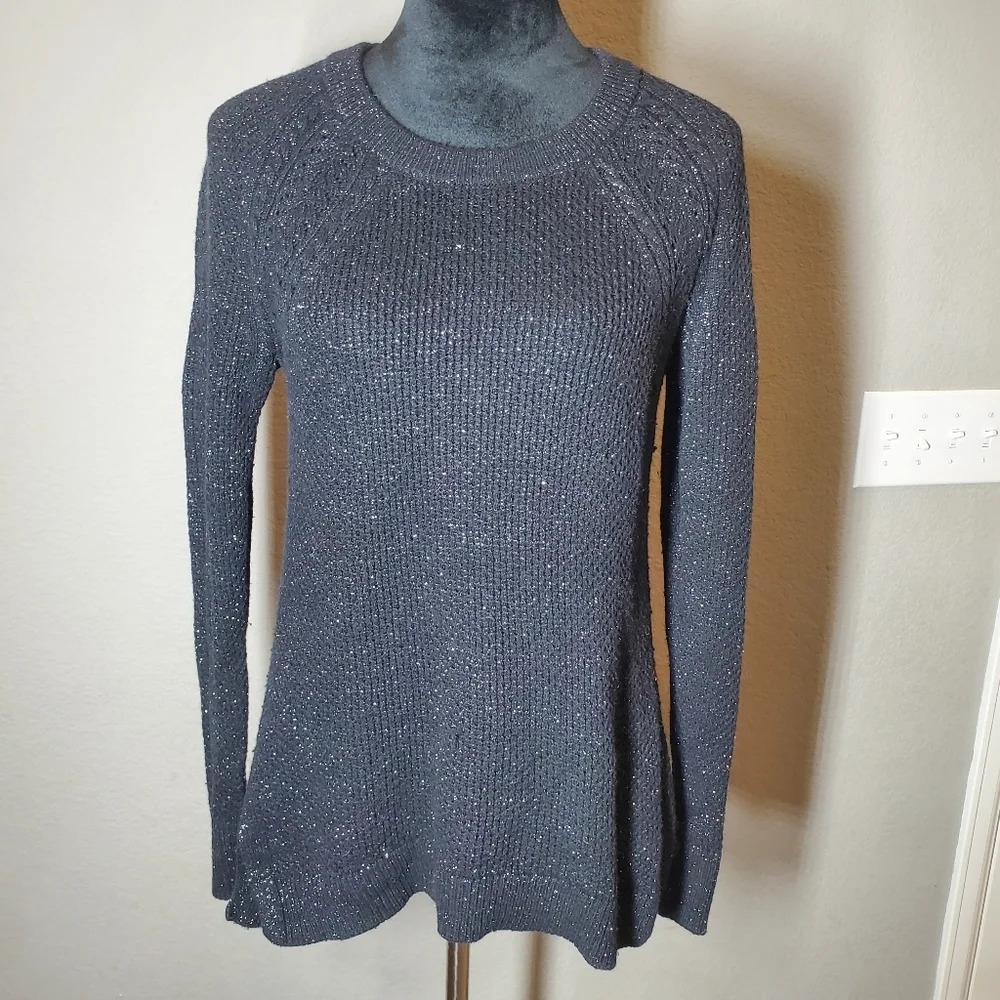 LOFT Women's Black Glitter Crewneck Sweater Size Medium